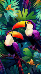 Fototapeta premium Toucans Abstract Image Pattern Background, Texture, Wallpaper, Background, Cell Phone Cover and Screen, Smartphone, Computer, Laptop, 9:16 Format - PNG
