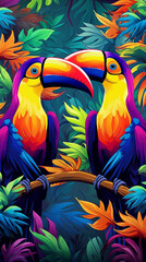 Toucans Abstract Image Pattern Background, Texture, Wallpaper, Background, Cell Phone Cover and Screen, Smartphone, Computer, Laptop, 9:16 Format - PNG