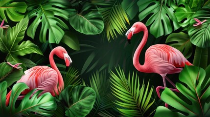 Fototapeta premium A group of flamingos posing side by side, showcasing their unique feathers and poses