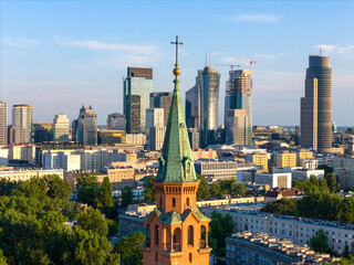 Warszawa, panorama miasta o zachodzie słońca © hunter76