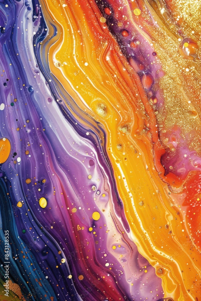 Poster abstract painting with vibrant colors and swirling patterns