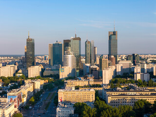 Warszawa, panorama miasta o zachodzie słońca © hunter76