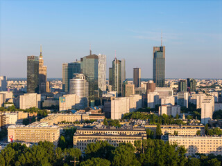 Warszawa, panorama miasta o zachodzie słońca © hunter76