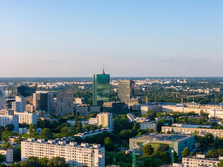 Warszawa, panorama miasta o zachodzie słońca © hunter76