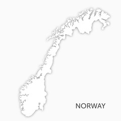 High quality white map Norway paper cut