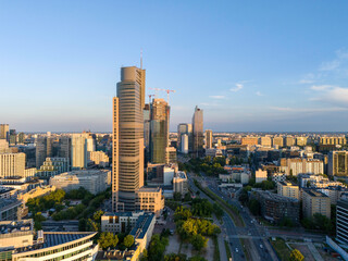 Warszawa, panorama miasta o zachodzie słońca © hunter76
