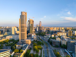 Warszawa, panorama miasta o zachodzie słońca © hunter76