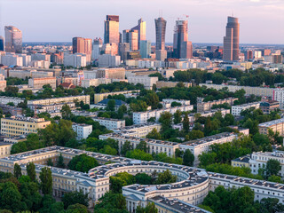 Warszawa, panorama miasta o zachodzie słońca © hunter76