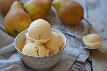 sweet, creamy pear ice cream. generative ai