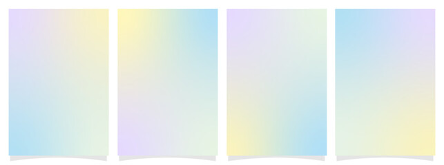 Bright summer poster set. Trendy gradient pastel backgrounds. Abstract blurry vector elements and templates.