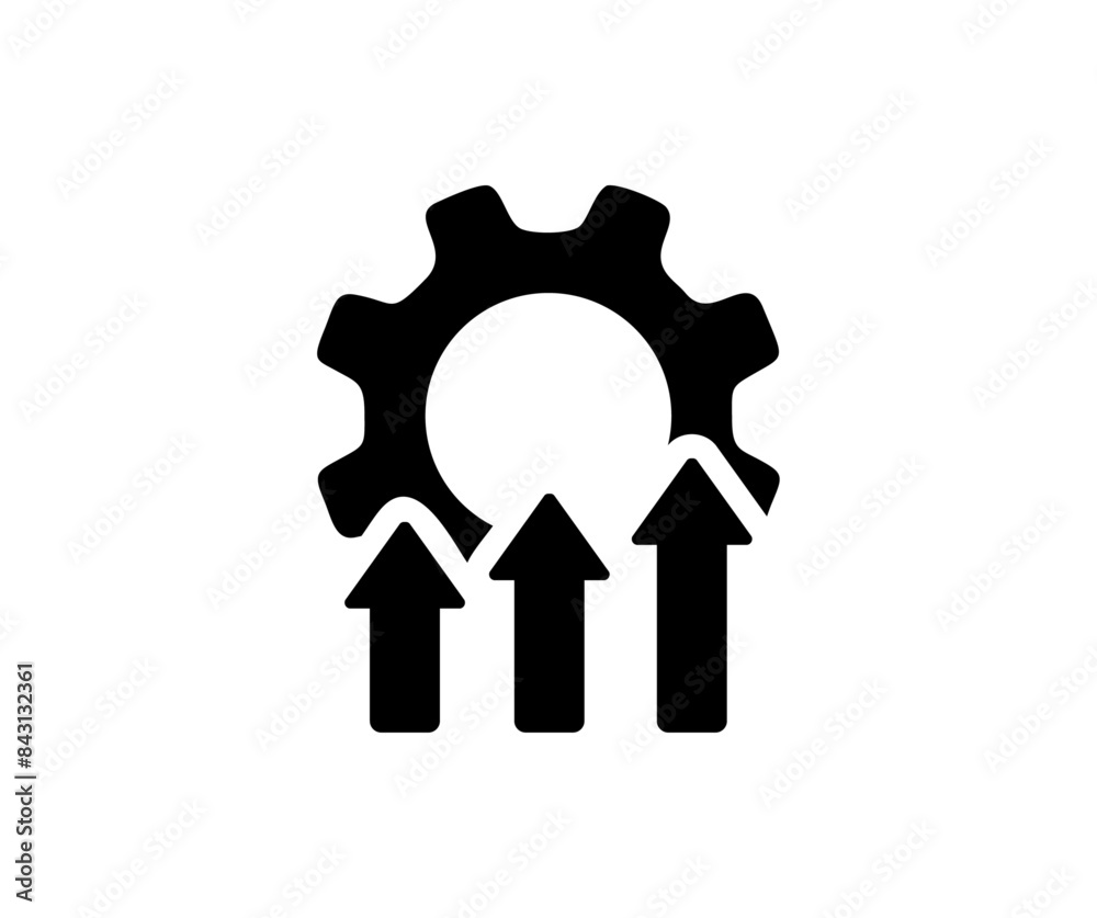 Wall mural gear and arrows up icon. operational excellence. system upgrade icon, gear with arrow, update proces