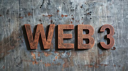 Brown Glossy Surface WEB 3 Digital transformation concept art poster.