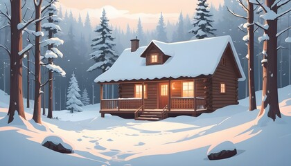 Fototapeta premium This enchanting house, with its snow-laden roof and fairy-tale charm, looks like it belongs in a storybook. 