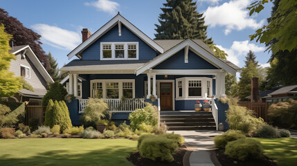 View on the cozy country house with cute garden