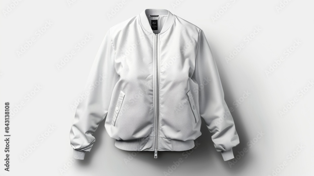 Poster Bomber jacket mockup, template for design. Merchandise advertising. Background with copy space