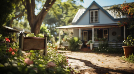 View on the cozy country house with cute garden