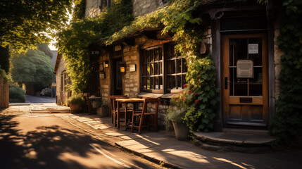 View on the cozy country house with cute garden