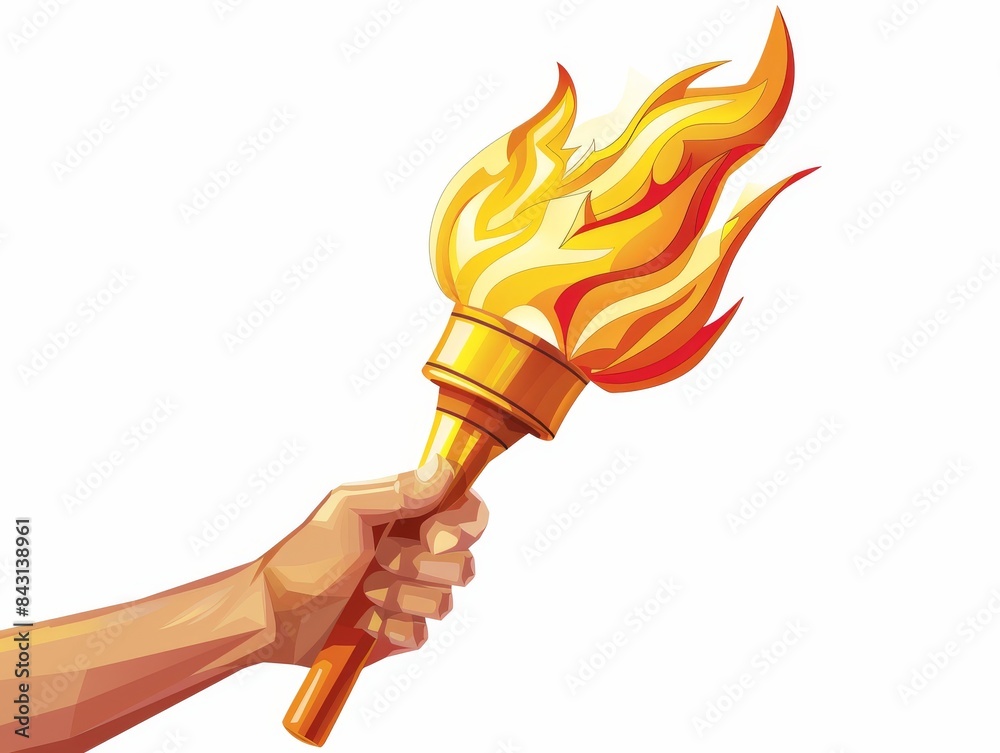 Wall mural illustration of olympic torch with flame.