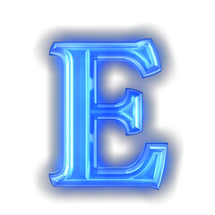 Luminous blue chamfered symbol. letter e