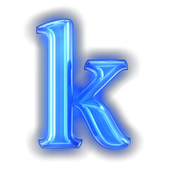 Luminous blue chamfered symbol. letter k