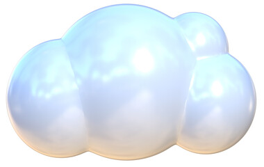 Cute 3D sky blue cloud pastel stationery kawaii stickers illustration