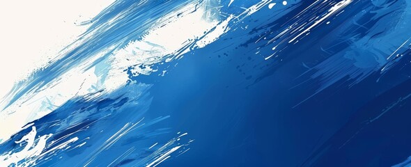 Abstract blue and white brush strokes background.