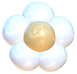 Cute 3D white flower pastel stationery kawaii stickers illustration