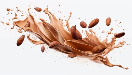 Naklejka premium chocolate splash with alomond