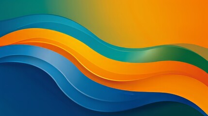 Abstract Wavy Pattern in Blue, Orange, and Green