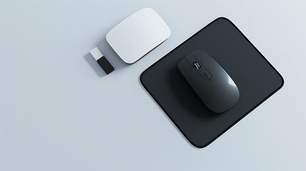 A sleek wireless mouse and a mouse pad on an isolated background
