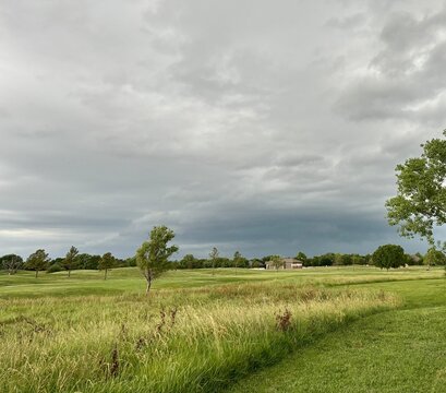 Thunderstorm approaching on a hot, humid spring evening. 