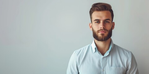 Hipster man with beard and stylish hair, isolated portrait. Confident and trendy