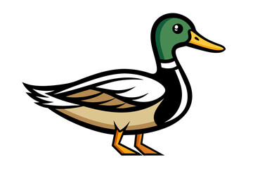 Mallard Duck different style vector illustration line art 