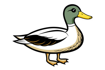 Mallard Duck different style vector illustration line art 