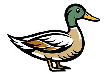 Mallard Duck different style vector illustration line art 