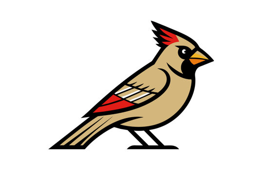 recommend clip art: Northern Cardinal different style vector illustration line art