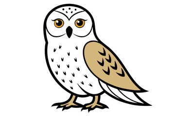 Snowy Owl different style vector illustration line art