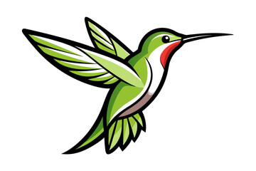 Ruby-throated Hummingbird different style vector illustration line art 