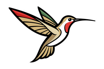 Ruby-throated Hummingbird different style vector illustration line art 