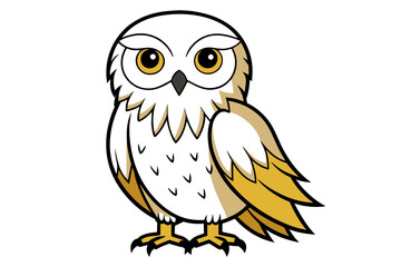 Snowy Owl different style vector illustration line art