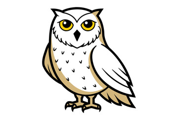 Snowy Owl different style vector illustration line art