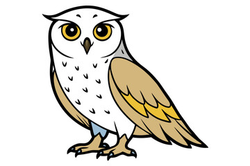 Snowy Owl different style vector illustration line art