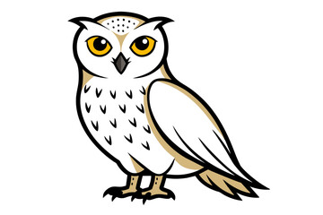 Snowy Owl different style vector illustration line art