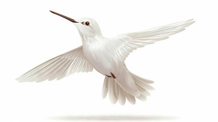 Obraz premium A majestic white bird glides through the sky, displaying its fully extended wings and elongated beak