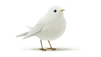 Fototapeta premium A white bird perched on one leg with a yellow beak and a black eye