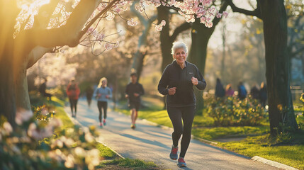 Obraz premium Park Fitness: Elderly Brisk Walk
