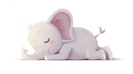   An elephant rests on the ground with its trunk raised and facing away from its face