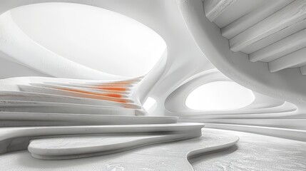 White Abstract Staircase Interior