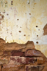Beautiful Abstract Brick and Plaster Wall in Old American Town