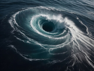 whirlpool vortex in deep sea water ocean maelstrom